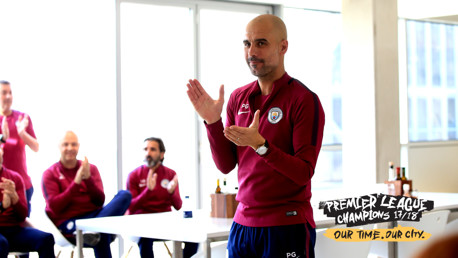 Guardiola delivers champions speech