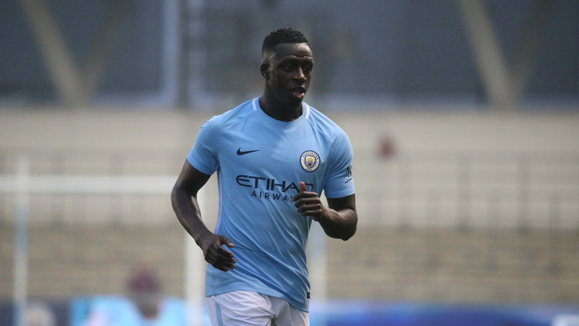 FIGHTING FIT: Benjamin Mendy played his first competitive game since injury for the EDS against Manchester United.