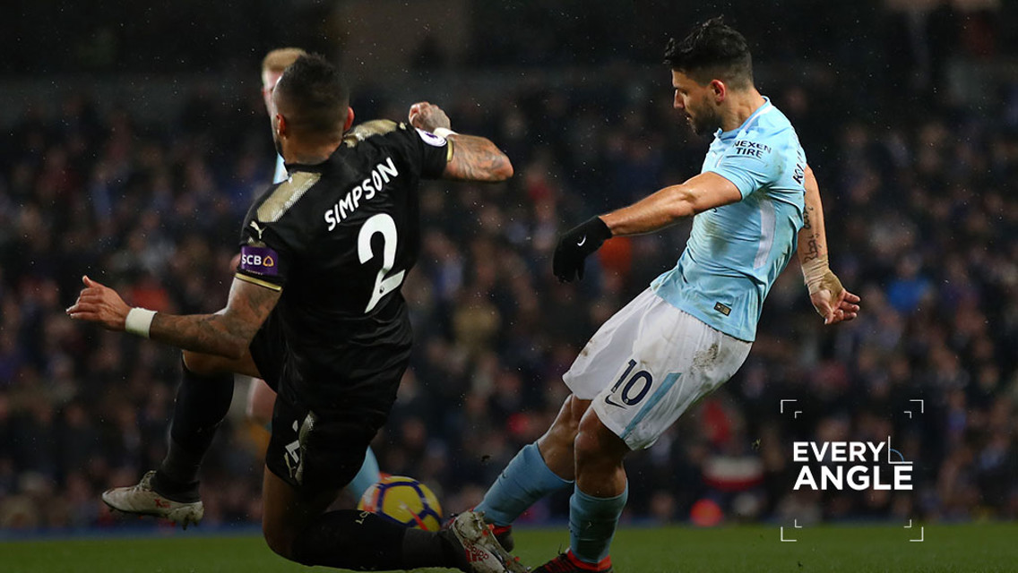 FANTASTIC FOUR: Sergio Aguero netted an incredible four goals against Leicester
