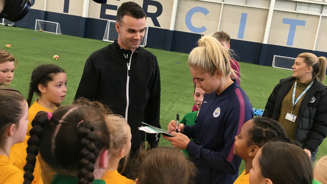 CITC: A group of schoolchildren were joined by a host of City stars at a CITC appearance.