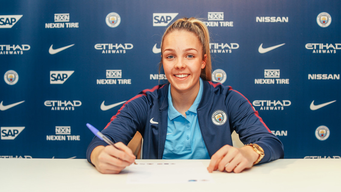 NEW DEAL: Ellie Roebuck signs her first professional contract with the club.