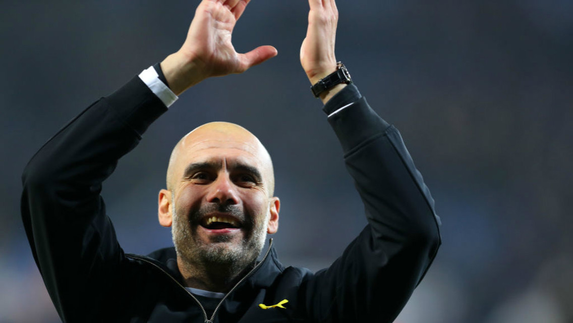 APPLAUSE: Pep Guardiola celebrates.