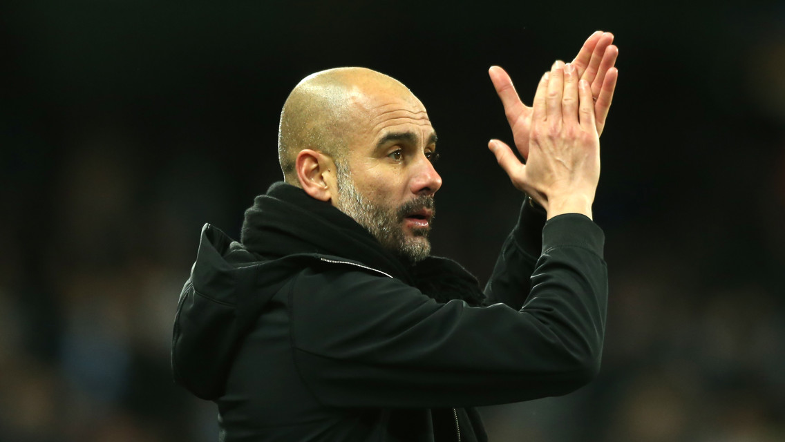 CLAP: Pep Guardiola praises his team after a win against Burnley