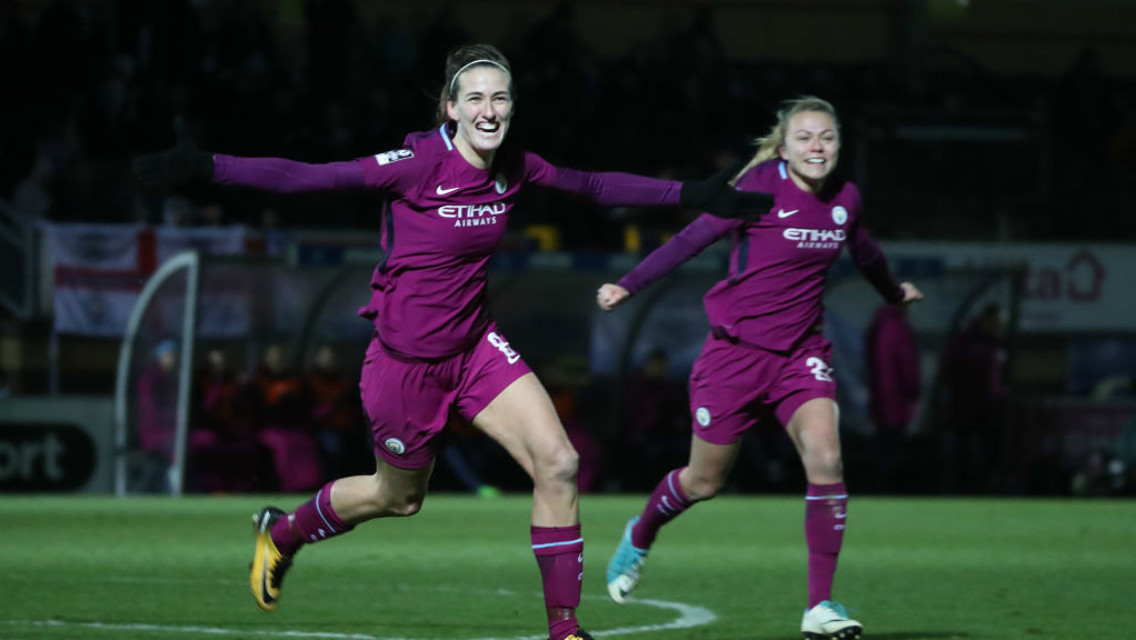 CELEBRATION: Jill Scott reacts to scoring against Reading.