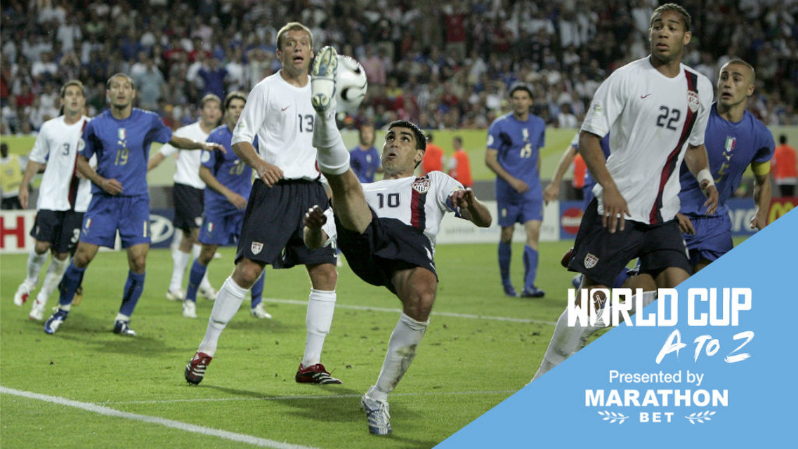 LEADING MAN: Claudio Reyna in the thick of the action for the United States against Italy at the 2006 World Cup finals