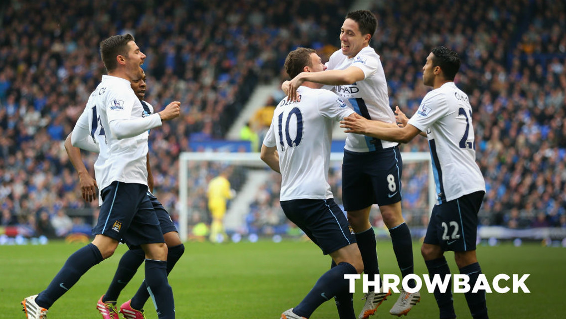 THROWBACK: Edin Dzeko celebrates scoring against Everton in May 2014.