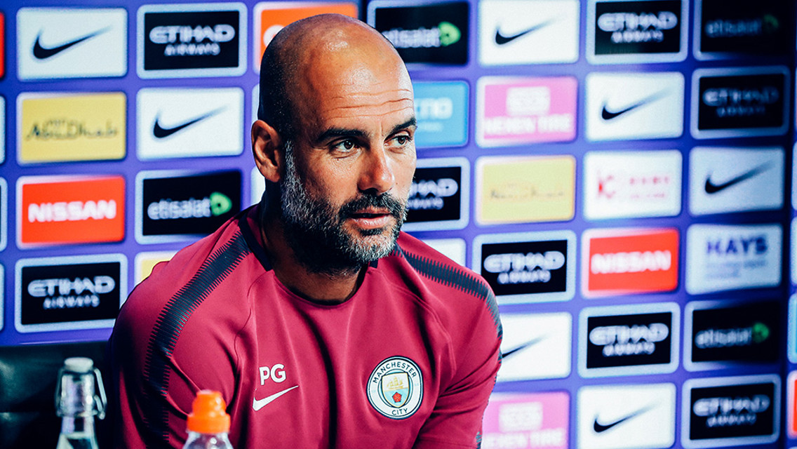 PEP TALK: The boss discusses Wednesday's game with Brighton 