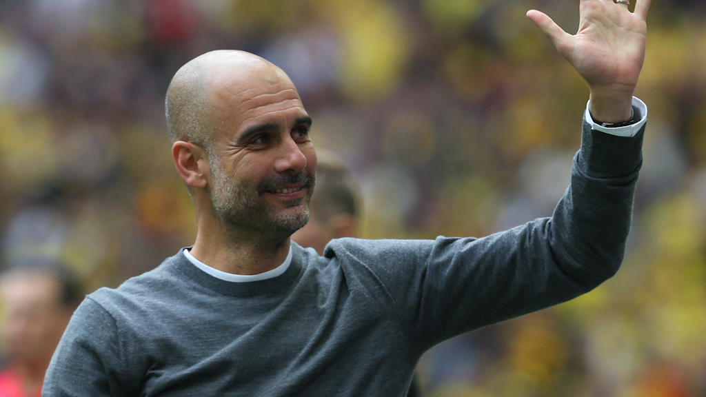 Pep saat membawa City kalahkan Watford dan menjuarai Piala FA