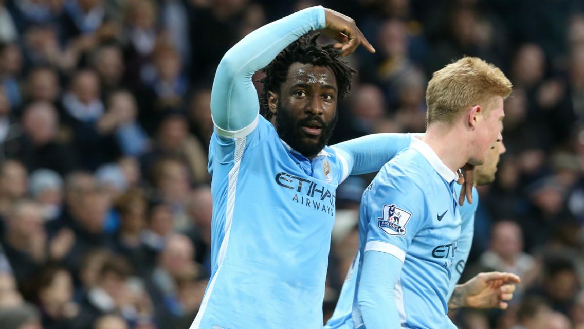 HE'S THE MAN: Wilfried Bony salutes Kevin De Bruyne 