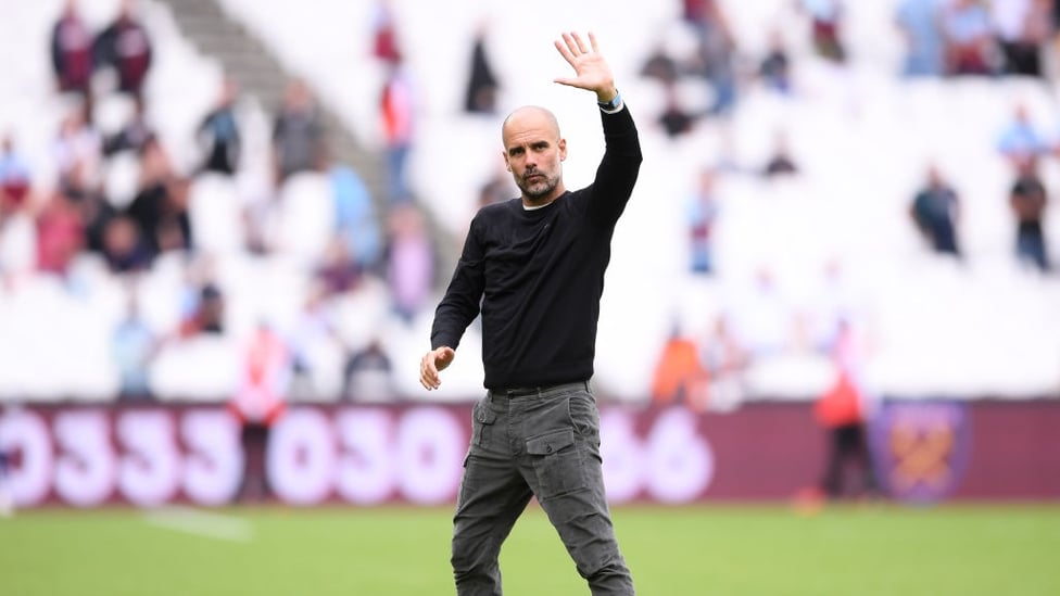 JOB DONE : Pep Guardiola acknowledges City's support after a fine afternoon's work in the capital.