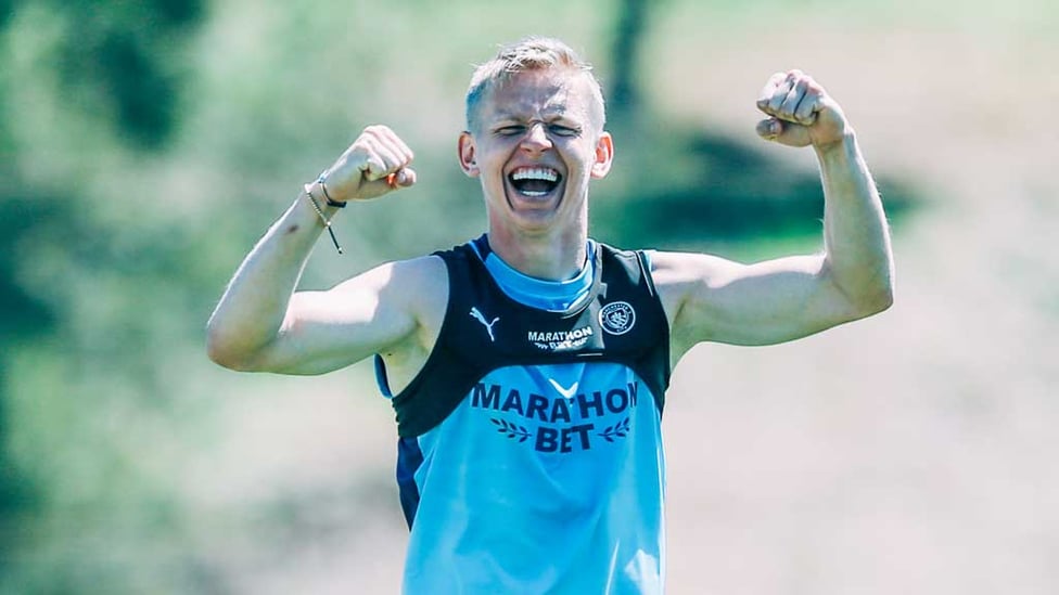 ALL FIRED UP: Oleks Zinchenko was another picture of positivity!