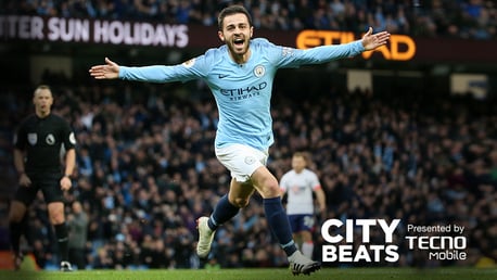 CITY BEATS: Bernardo Silva celebrates his opener against Bournemouth