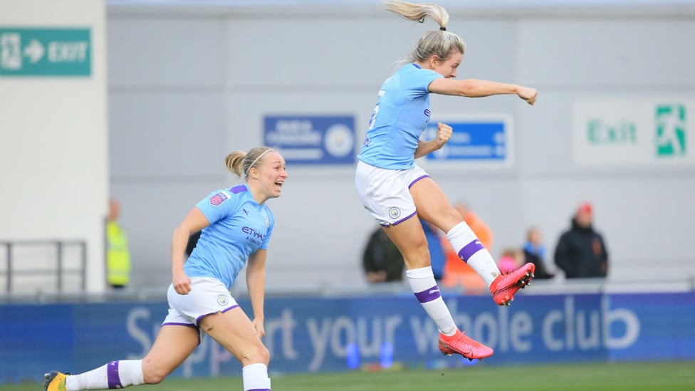 HEMP, SKIP, JUMP : Lauren is delighted with her fourth goal of the season