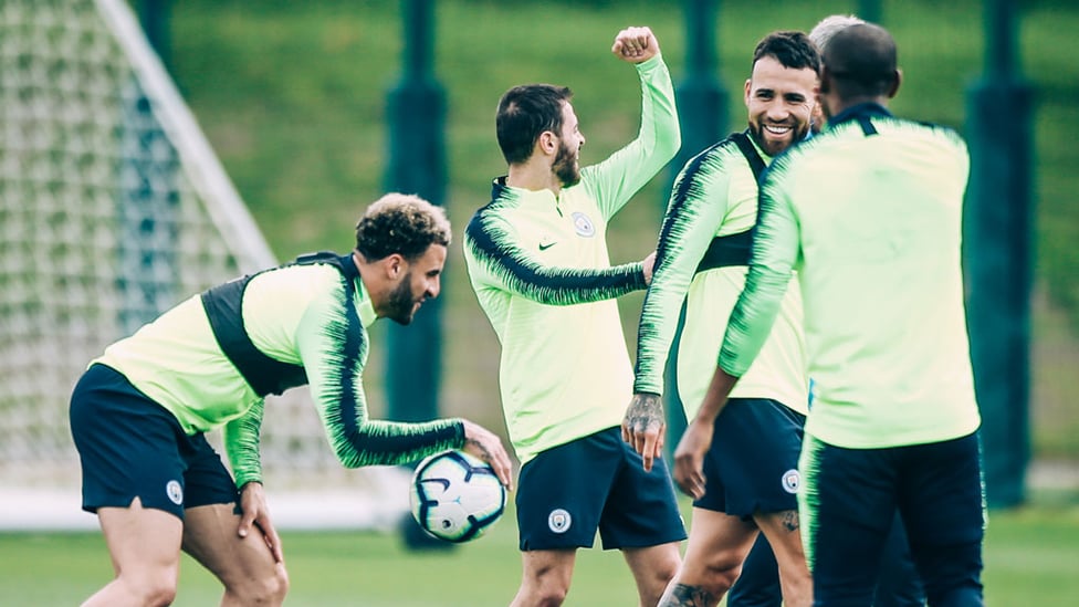 WORK HARD PLAY HARD : The lads enjoy a laugh and joke during some downtime