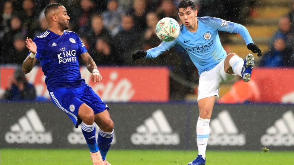 ON THE BALL : Brahim Diaz looks to get City on the front foot