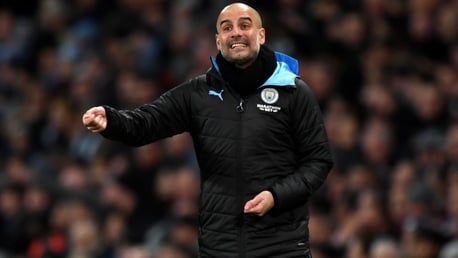 GAFFER: Guardiola gives his instructions from the touchline.