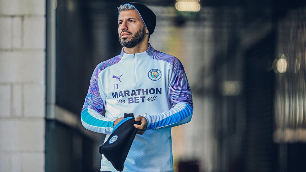 OUR SWEET TOFFEE : Fan-favourite Aguero is fully focused as he emerges for training.