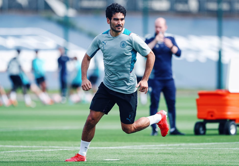 MIDDLE MARCH: Ilkay Gundogan warms to the task