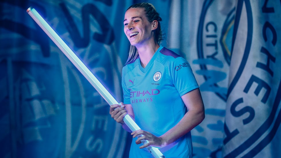 FEEL THE FORCE : Gemma Bonner looks ready to turn the Etihad blue this weekend