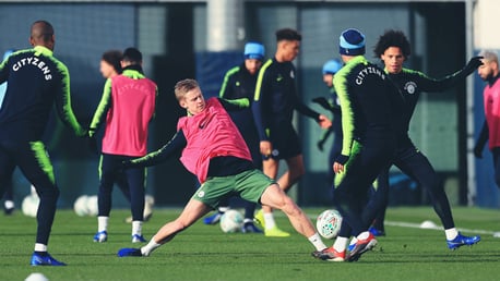 AT FULL STRETCH: Oleksandr Zinchenko challenges Leroy Sane