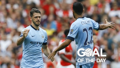 EQUALISER: Martin Demichelis rescues a point for City at Arsenal in 2014.