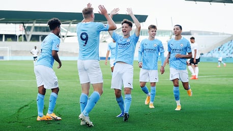 DOUBLE DELIGHT: Liam Delap and James McAtee celebrate after our second goal