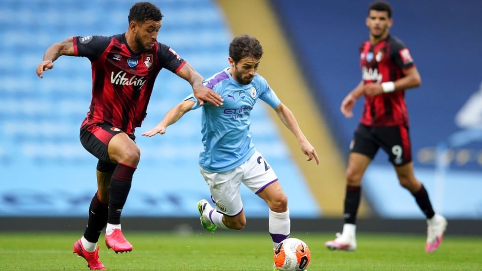 TRICKY CUSTOMER : Bernardo looks to lead City forward after the early goal.