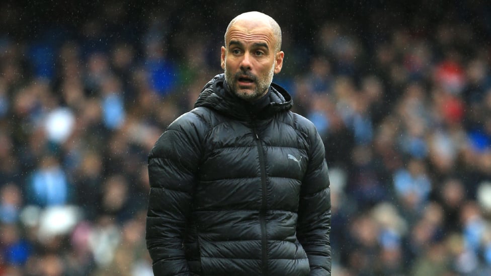 THE BOSS : Pep Guardiola surveys the scene