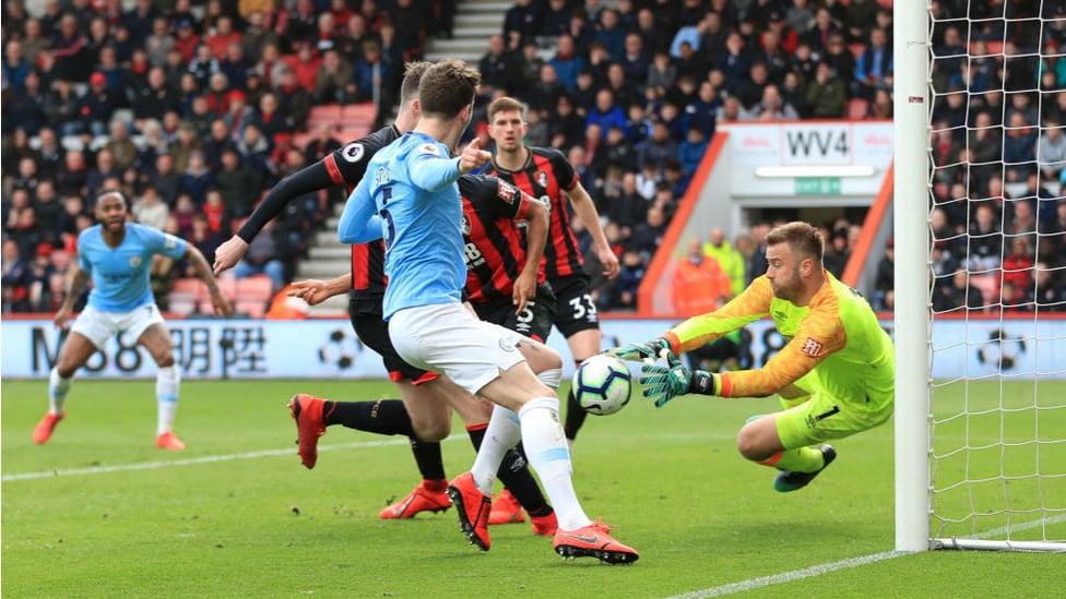 CLOSE CALL : Cherries keeper Artur Boric dives to snuff out a Blues attack