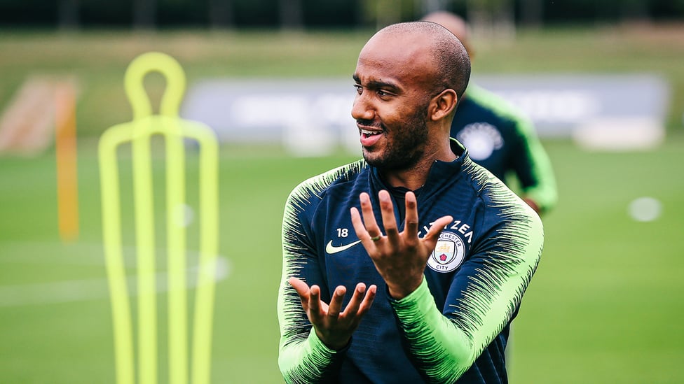 HANDS FREE : Fabian Delph during Monday's session