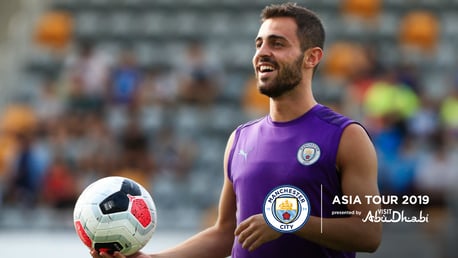 GOOD VIBES: Bernardo enjoying himself in pre-season training.