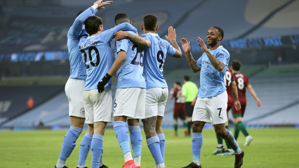 SQUAD GOALS: The lads celebrate the breakthrough