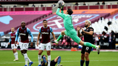 NO ENTRY: Hammers keeper Lukas Fabianski snuffs out a City attack