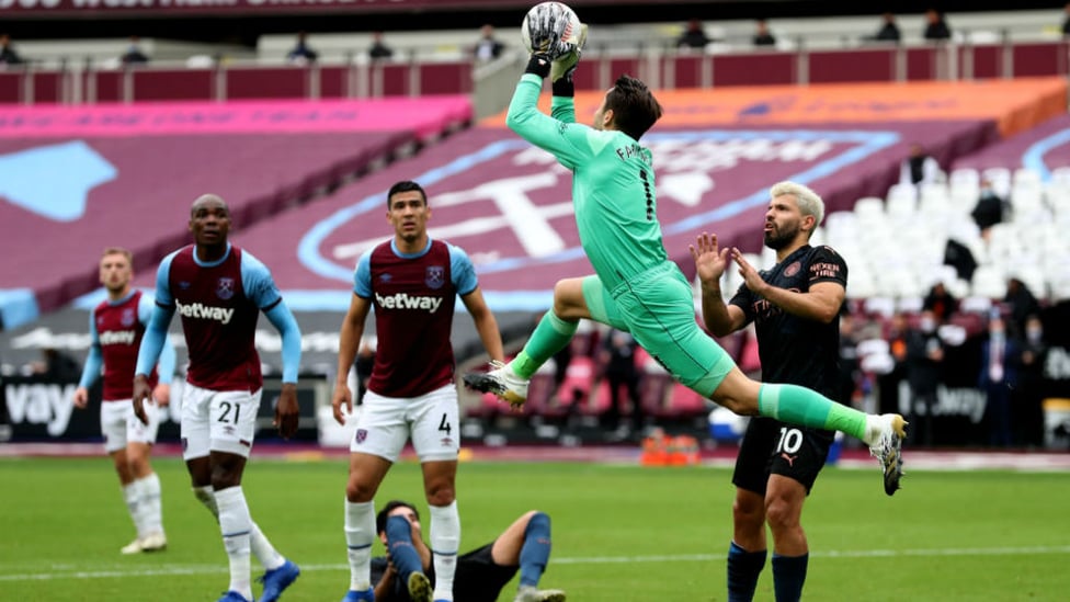 NO ENTRY: Hammers keeper Lukas Fabianski snuffs out a City attack