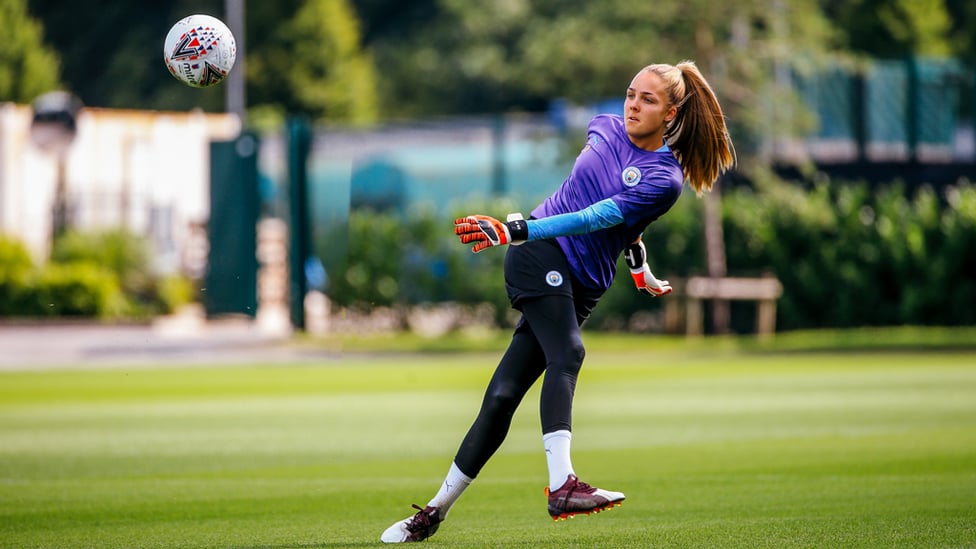 BACK IN BUSINESS : Ellie Roebuck gets back into the swing of things after being on duty with England at the World Cup