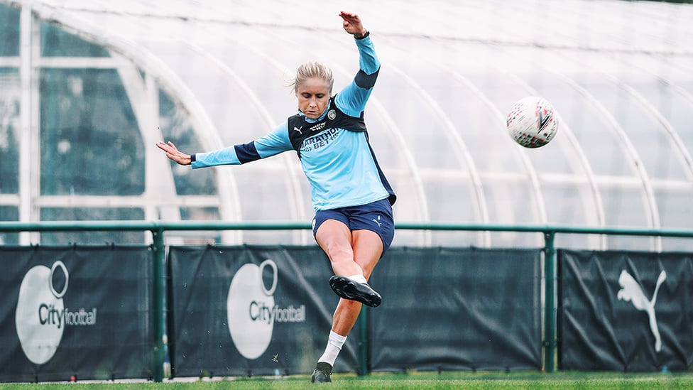 BEND IT LIKE HOUGHTON : Our free-kick specialist in action