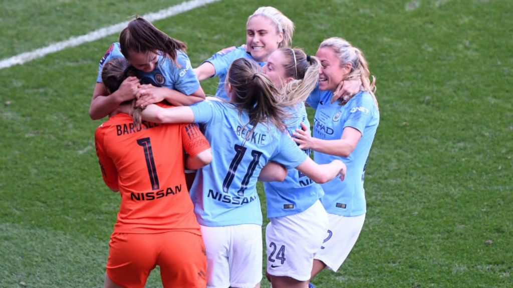 GLOVE STORY : The City players mob penalty shoot-out hero Karen Bardsley