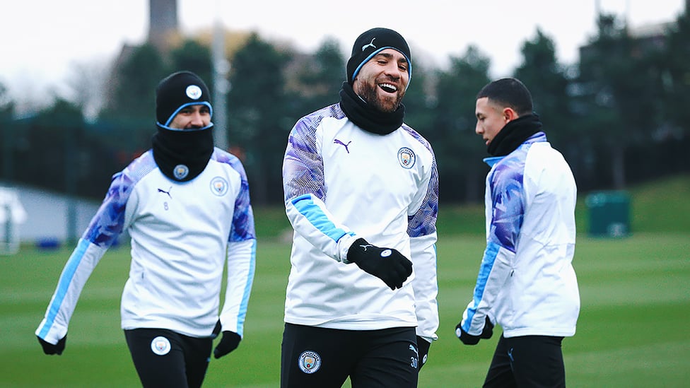 GENERAL ORDERS : Nicolas Otamendi was another of our returning international brigade and Nico looked happy to be back at the CFA