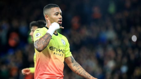 ON TARGET: Gabriel Jesus celebrates his opener against Crystal Palace.