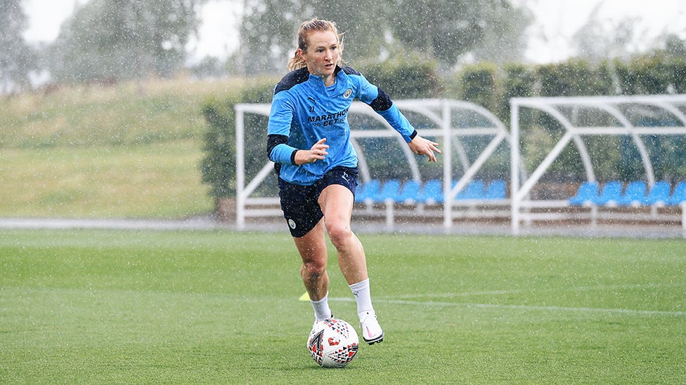 WELCOME TO MANCHESTER : Getting a taste of the weather she can expect!