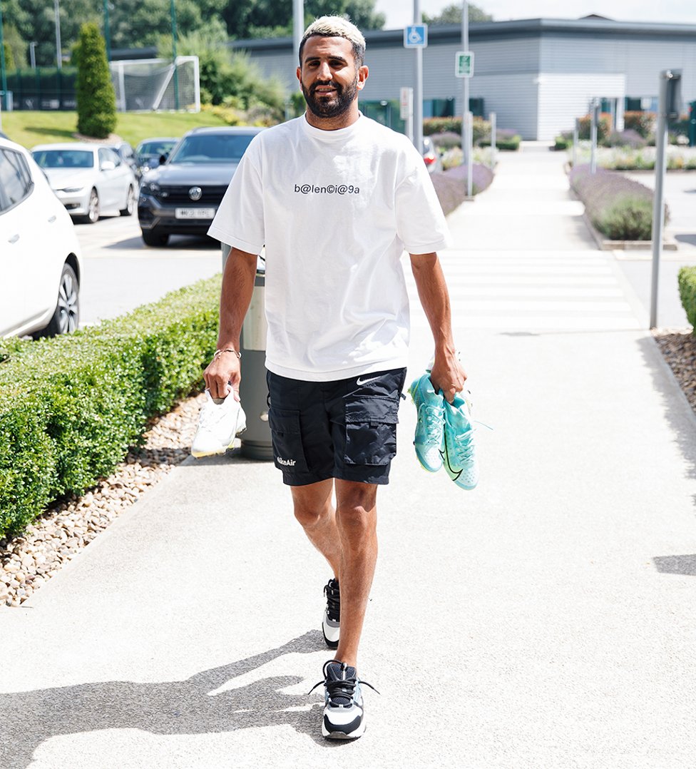 HAIR WE GO: Riyad Mahrez sported a new-look hairstyle as he reported back for duty