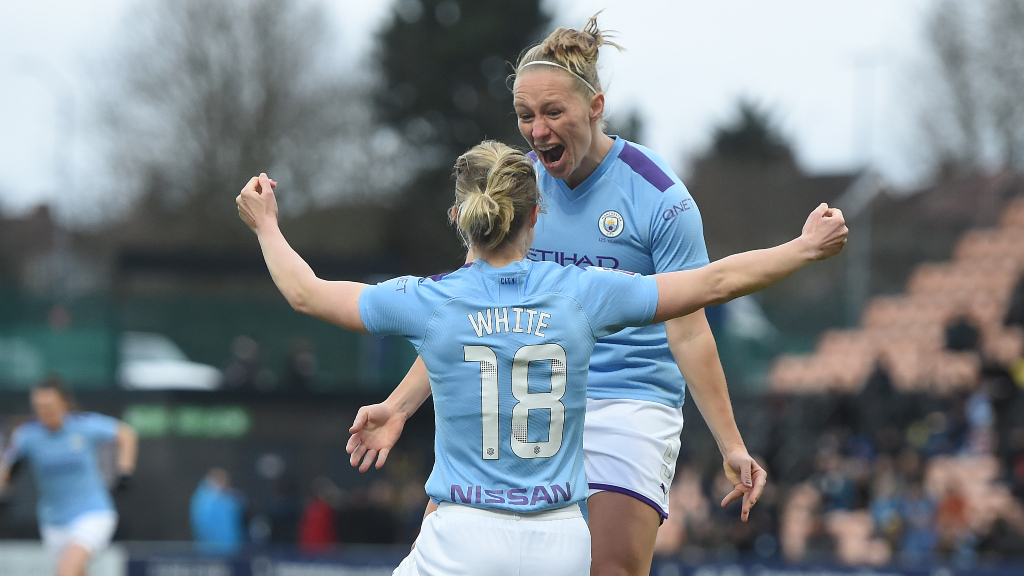 DOUBLE DELIGHT: Quickfire goals from Pauline Bremer and Ellen White handed City a dream start at Tottenham