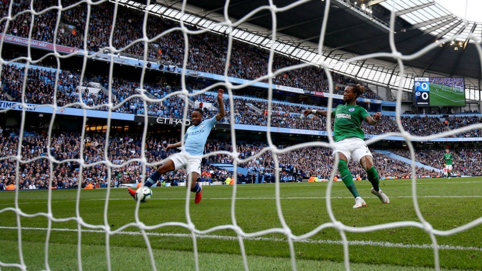 TAP IN : It's a simple finish for Raheem as he makes it 1-0 City