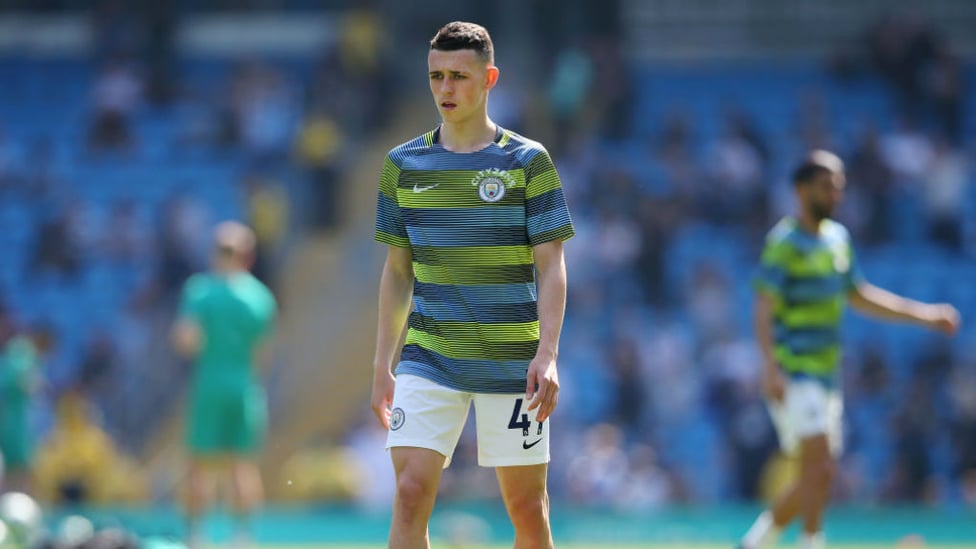 ACTION STATIONS : Phil Foden goes through his warm-up paces