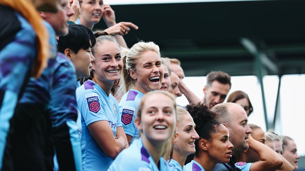 LEAD BY EXAMPLE : Skipper Steph Houghton has a case of the giggles!