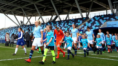 LEADING LADY: 11-year-old Leyla Priest, pictured here with Steph Houghton, led the teams out for our FA Cup semi-final match.