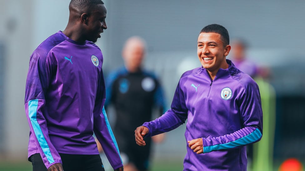 TWO'S COMPANY : Benjamin Mendy and Ian Carlo Poveda are all smiles