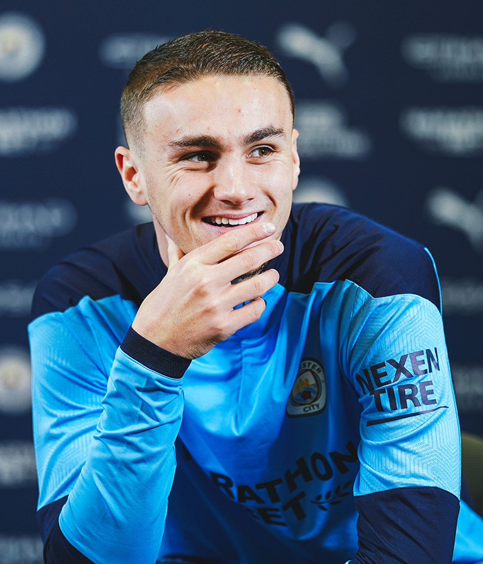 ALL SMILES: Taylor Harwood-Bellis says he is thrilled to have signed his new City contract