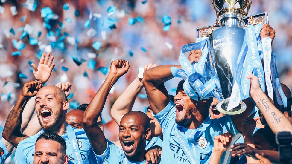 CENTURIONS : City and Fernandinho lift the Premier League trophy once more after our record-breaking 2018 title triumph