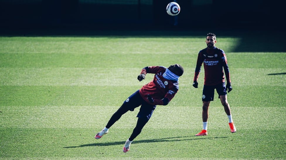 FLYING FULL BACK: Benjamin Mendy dives for the ball